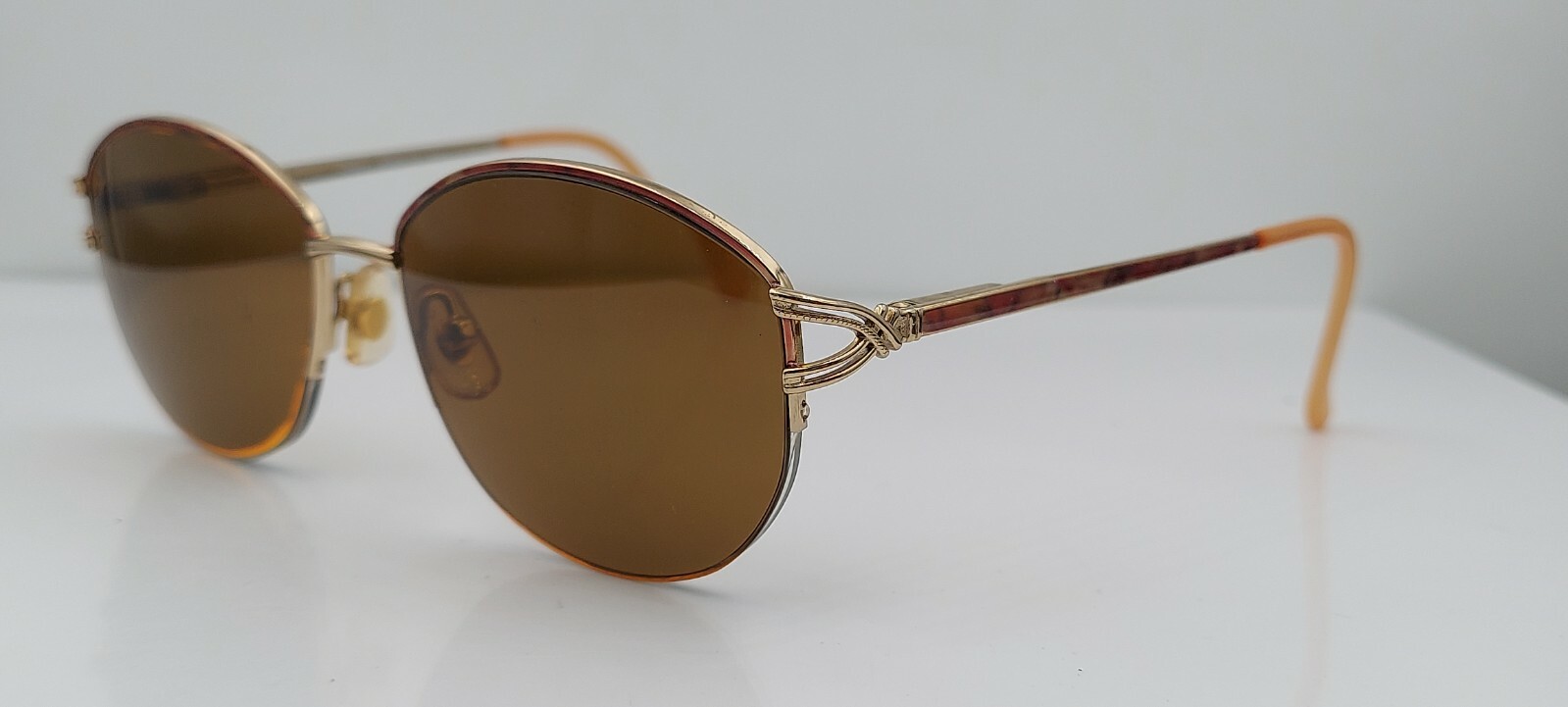 Vintage LAMY L’ACCENT 101 Gold Oval Half Rim Sunglasses Japan FRAMES ONLY