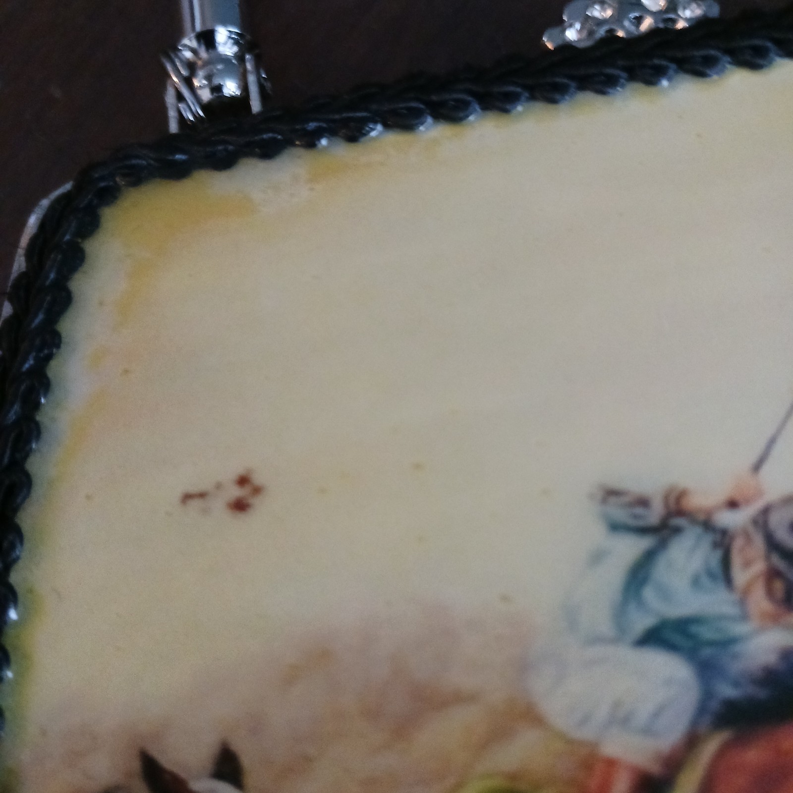 Vintage Style Box Bag Hard Case with Horse Racing Scene 5 x 6 inches