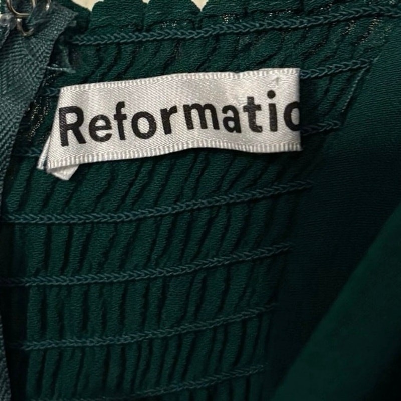 Reformation Emerald Green Twilight Midi Cocktail Slit Dress Size 2