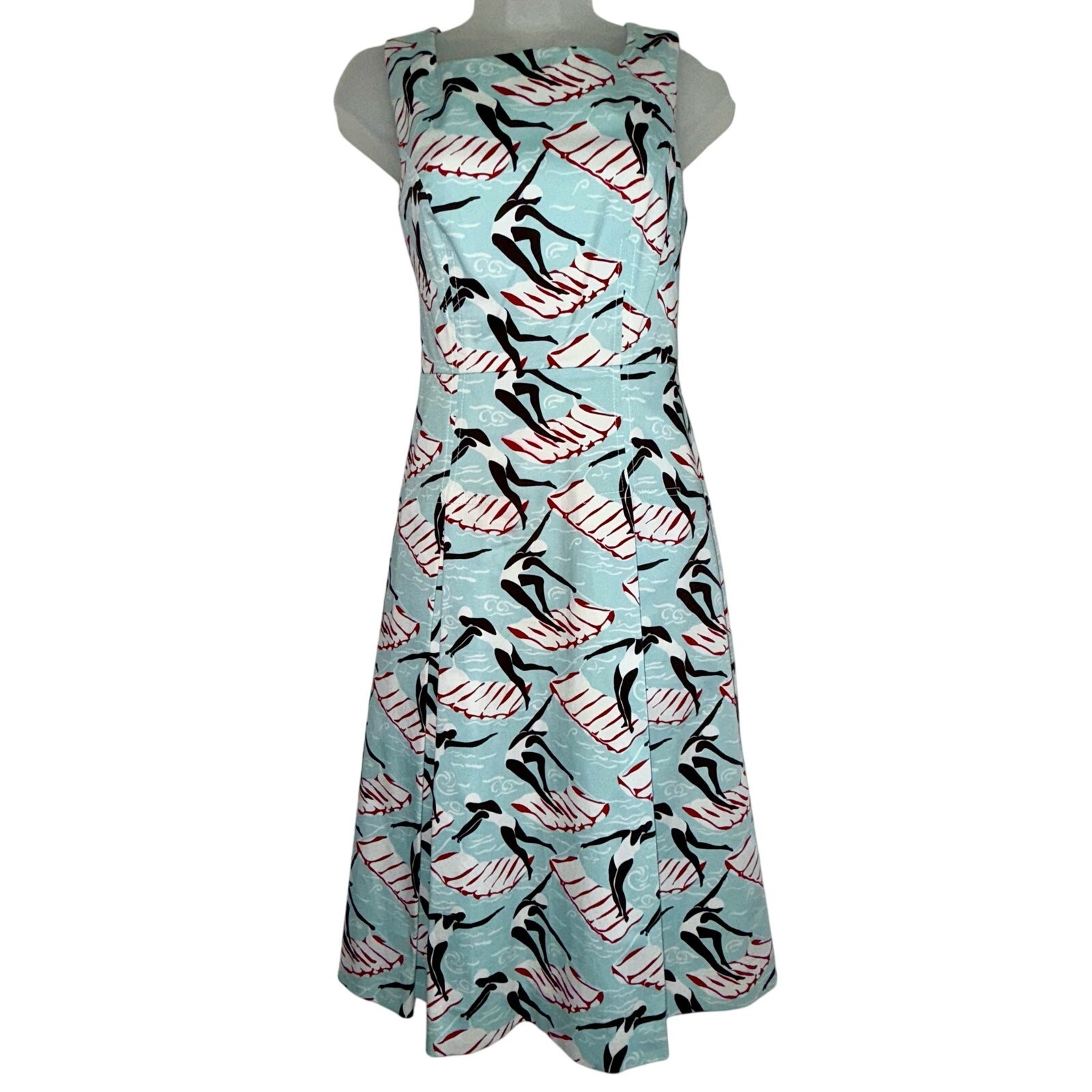 2014 Carolina Herrera Art Deco Archive Print Cotton A-Line Dress Sz 4