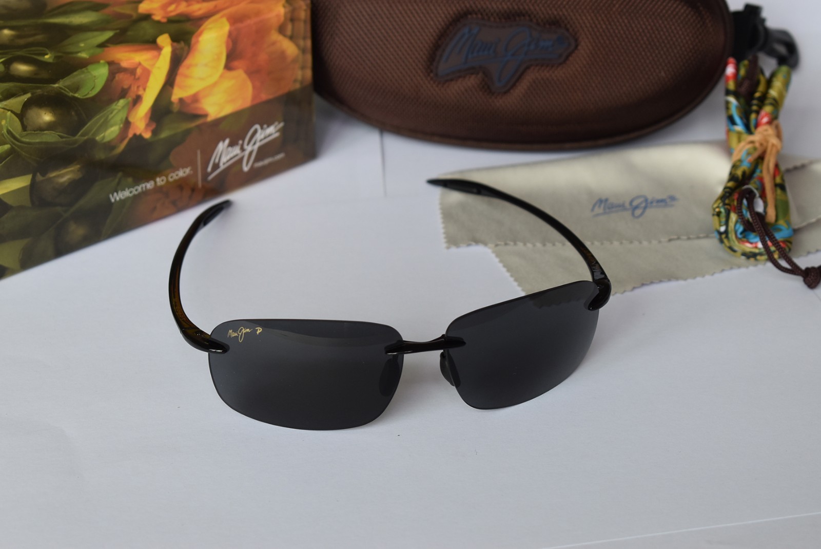 Maui Jim 422-02 Breakwall Polarized Rimless Sunglasses Black/Neutral Grey
