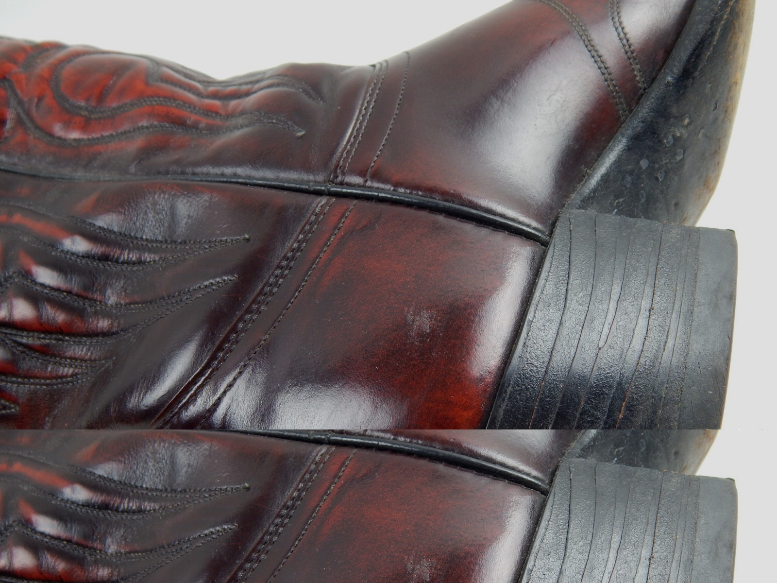 VTG J Chisholm Handcrafted Western Boots Style 990 Oxblood Black Cherry Men’s 8D