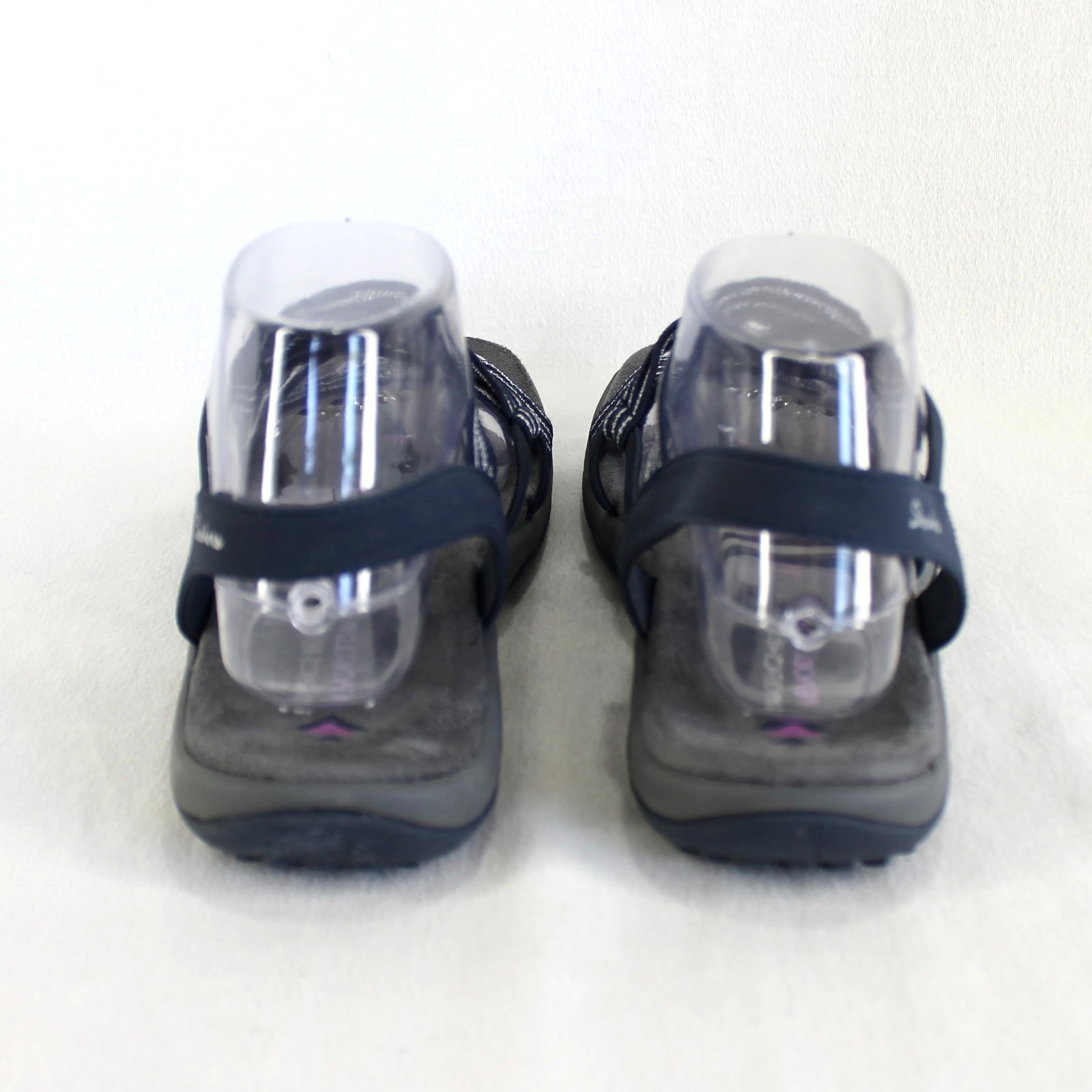 Skechers Reggae Slim Stretch Slinky Sandals Womens Size 9 Navy Silver Strappy