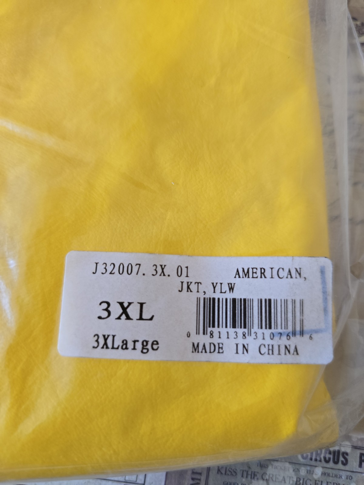 TINGLEY Yellow Work Rain Jacket 3XL New