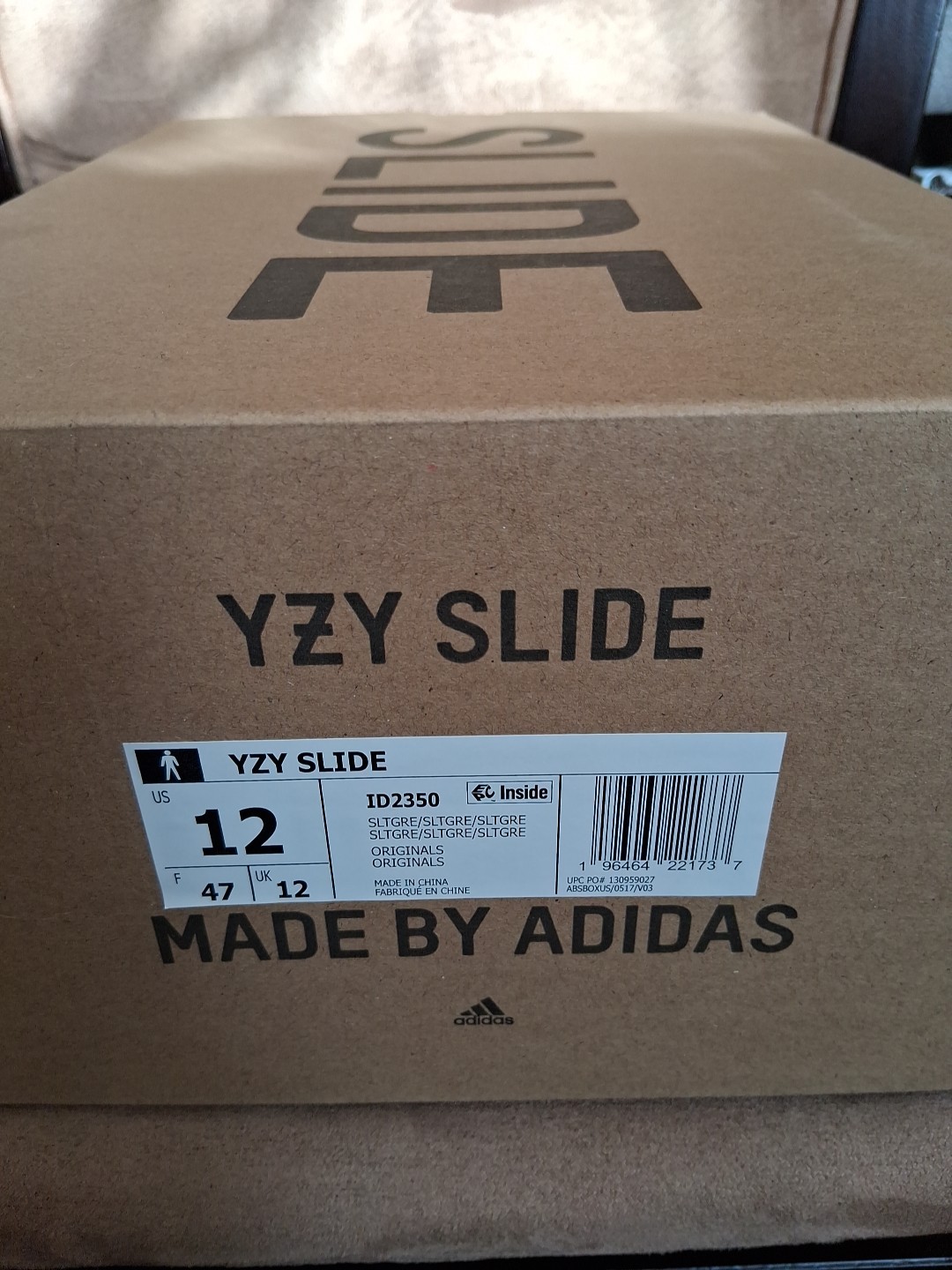 🤩 Adidas Yeezy Slide Slate Grey Size 12 ID2350 BRAND NEW With Box