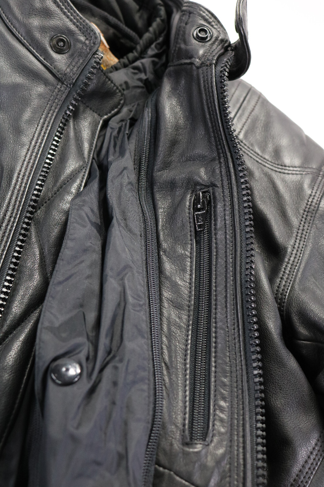 harley davidson jacket M black leather FXRG waterproof liner armor bar zip snap