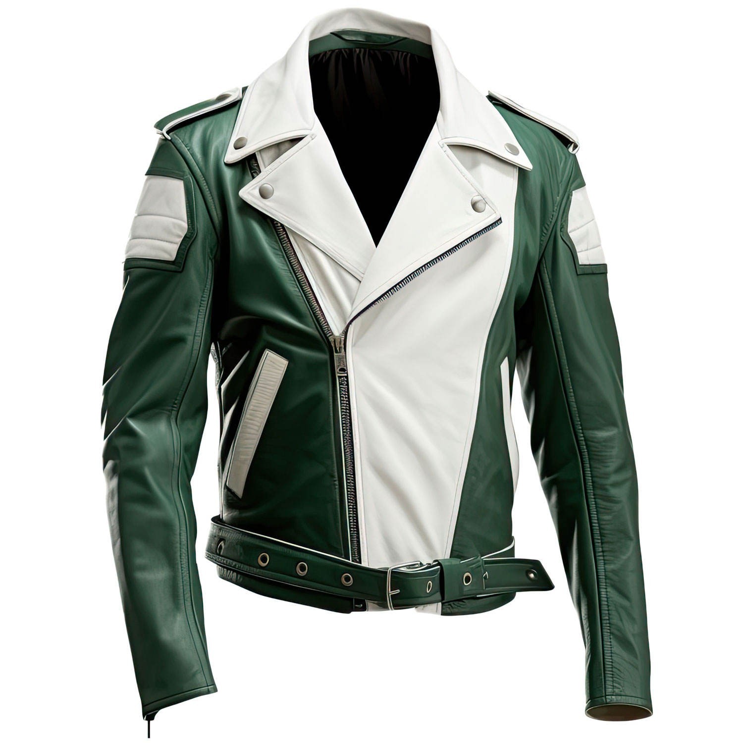 Motorbike Riding Leather Jacket Retro Cafe Racer Belted Armor Coat Men New