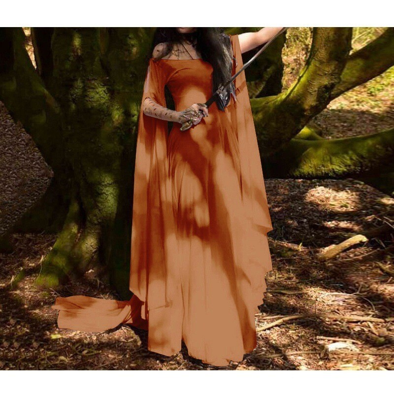 Medieval Renaissance Women’s Flare Sleeve Fantasy Fairy Dress Halloween Costume