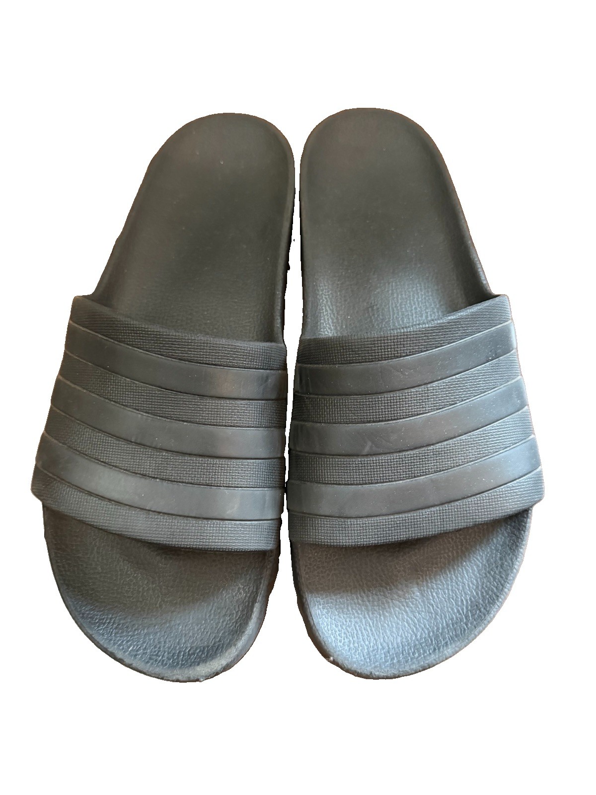 adidas Men’s Black Slide Sandal Slip-On Solid Pattern Logo Accents