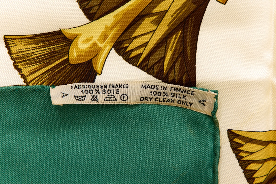 Hermes Silk Scarf Carre 90 “Scarab, Egypt” Green Silk Scarf us duty free