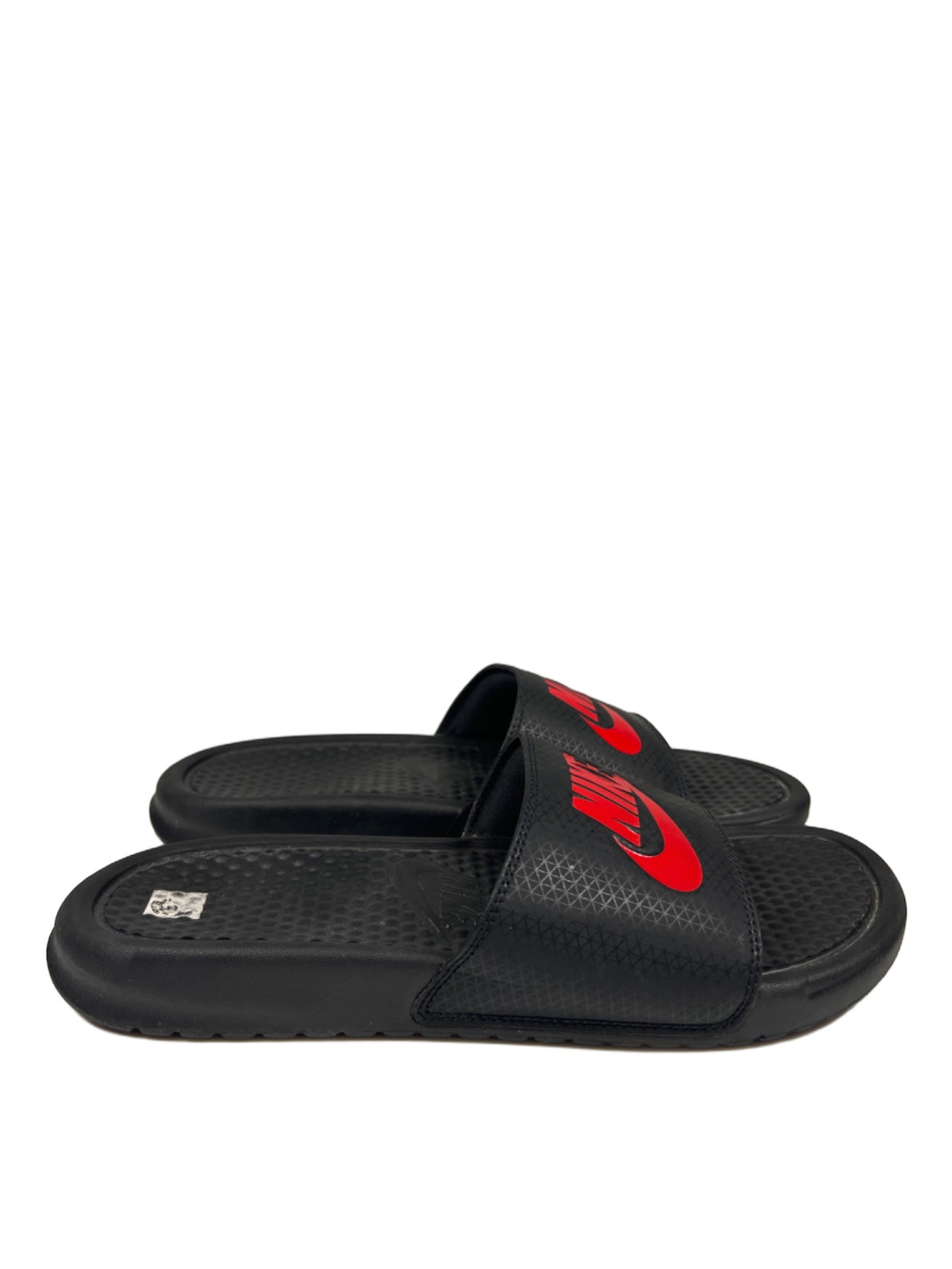 Nike Men’s Black/Red Benassi JDI Slide On Sandals – 9