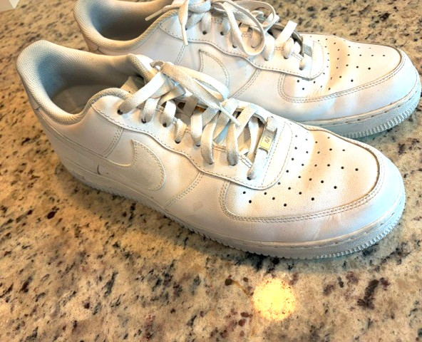 Nike Air Force 1 Triple White Leather Low Top 315122-111, Size 15.0/EUR 49.5