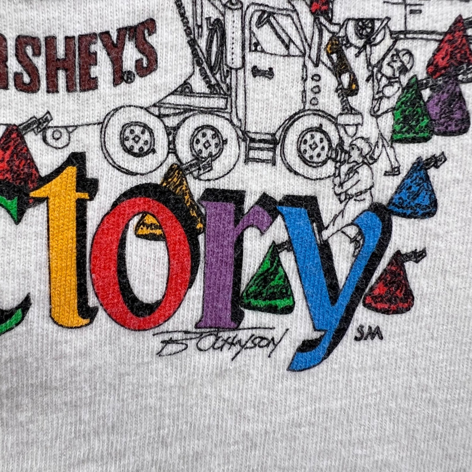 Vintage 1991 Hersheys Chocolate Factory Graphic Print T-Shirt XL