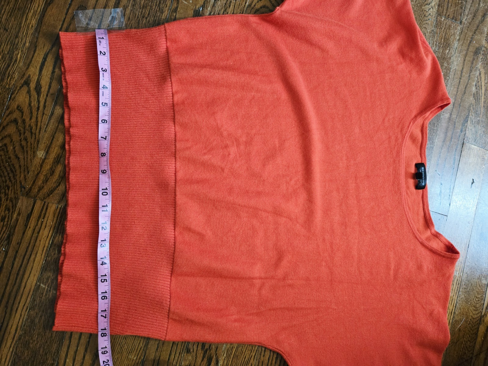 Spense Woman Orange Knit Top Size 1X Dolman Sleeves Ribbed Hem Comfortable