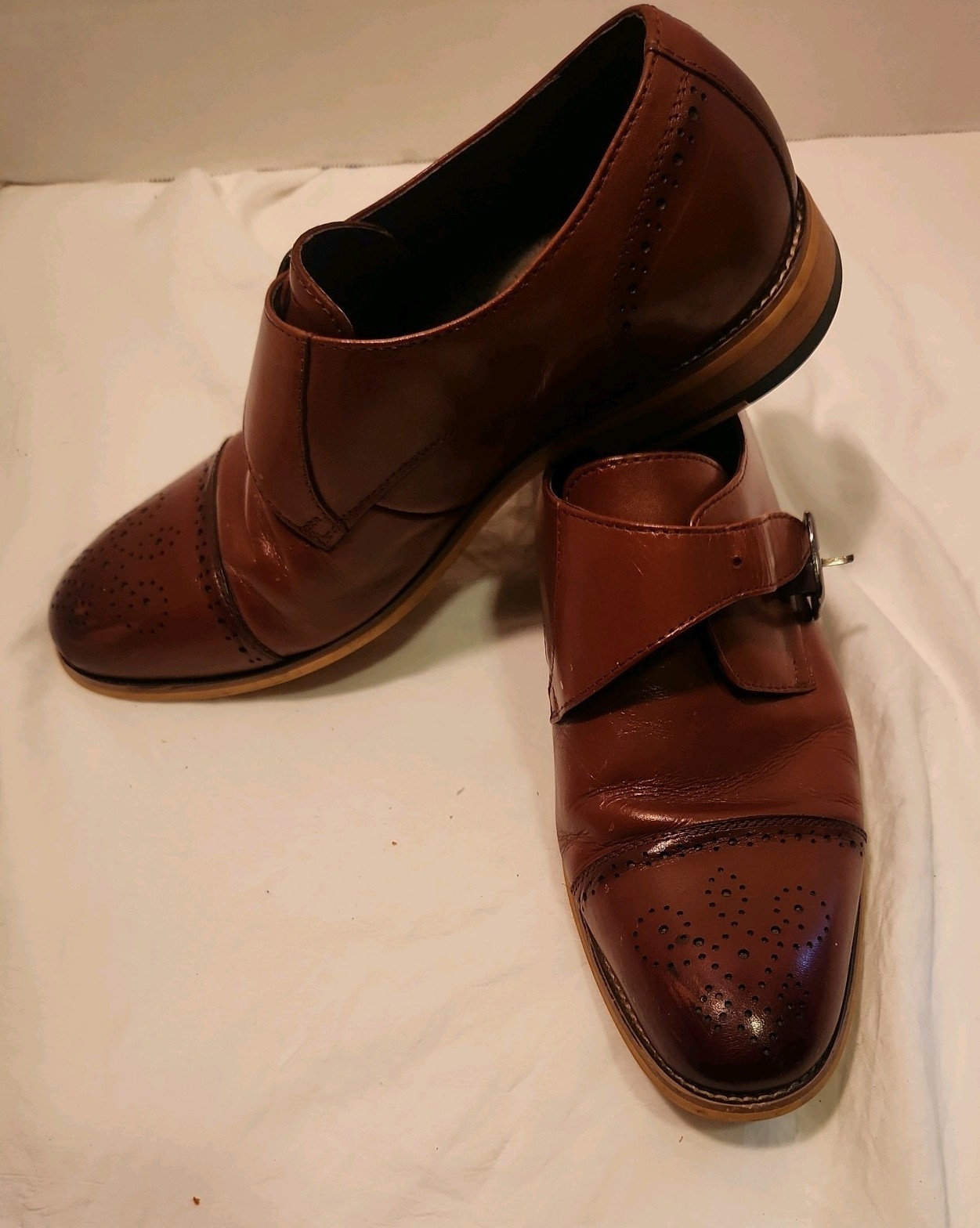 Stacy Adams Men’s Dickinson Leather Cap Toe Oxford Shoes Cognac Size 10 M