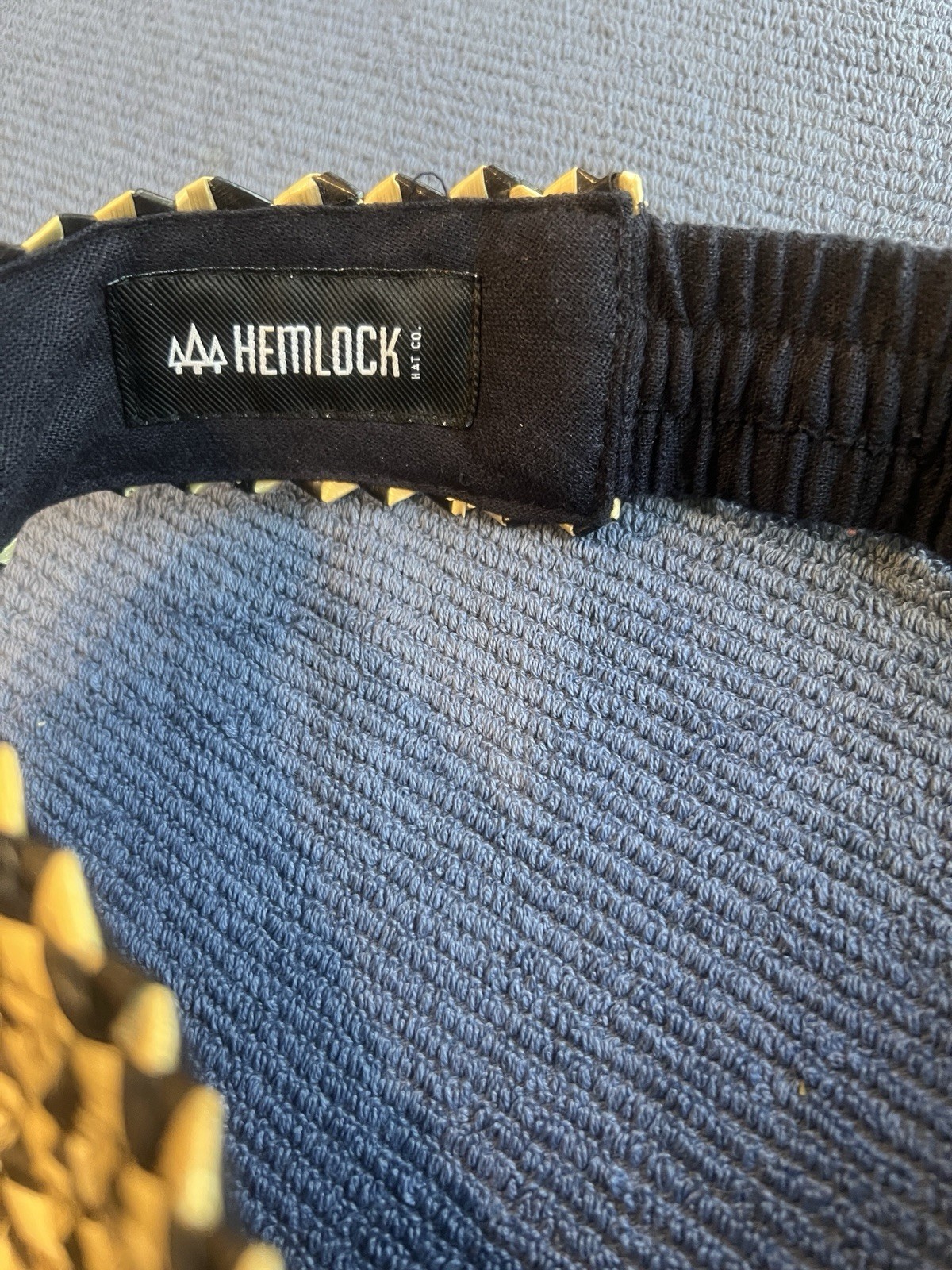 Hemlock Hat Co. Women’s Straw Visor Hat Beige/Black Geometric Adjustable OS