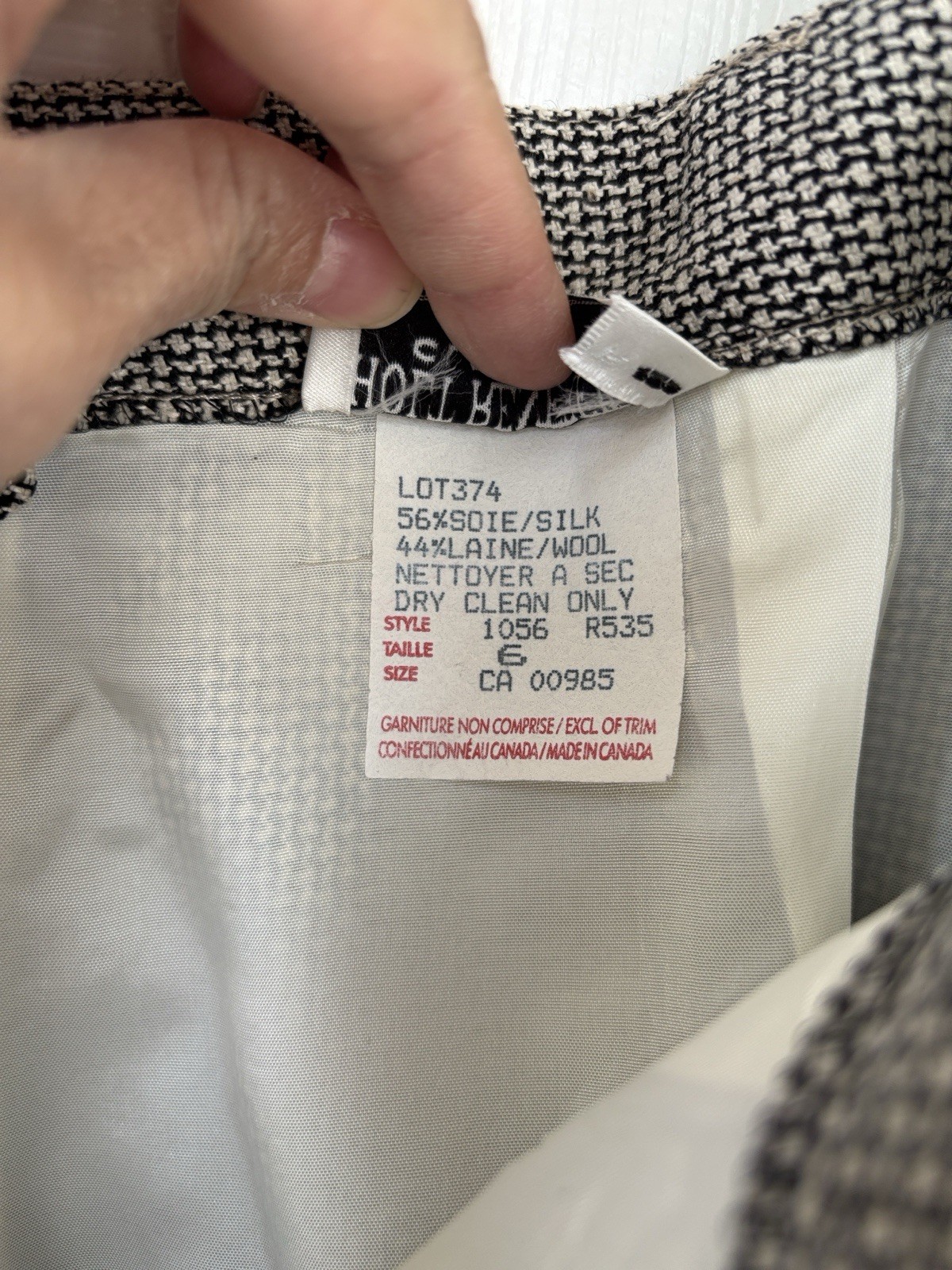 Holt Renfrew Vintage Silk Wool Trousers Cuffed Gray Canada Size 6 Reg Lined