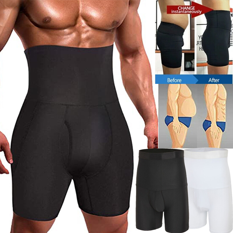 Men’s High Waist Compression Boxer Shorts Tummy Slim Girdle Pants Body Shaper US