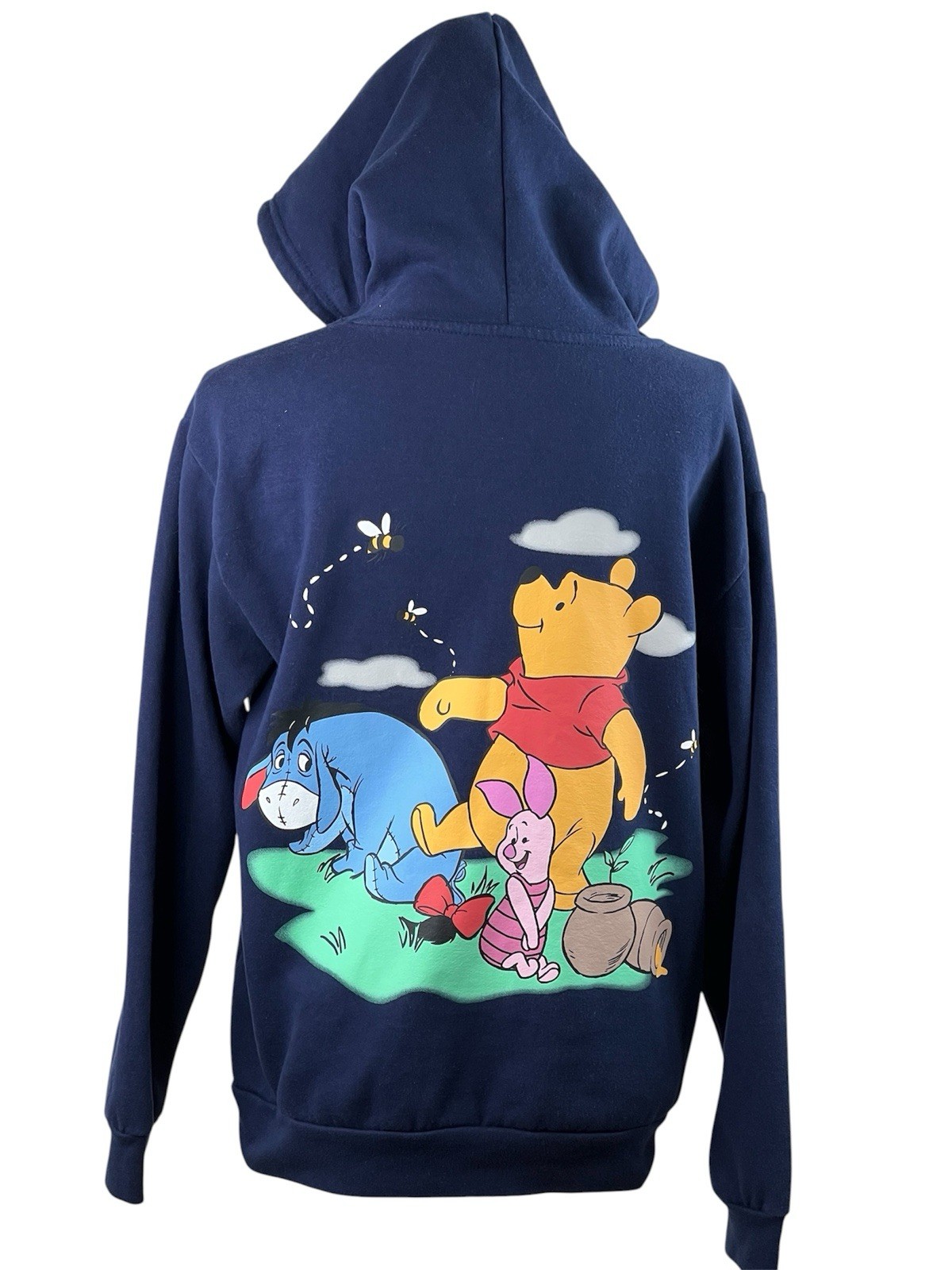 Disney Winnie the Pooh Hoodie Womens Navy Graphic Sweatshirt Pullover Medium