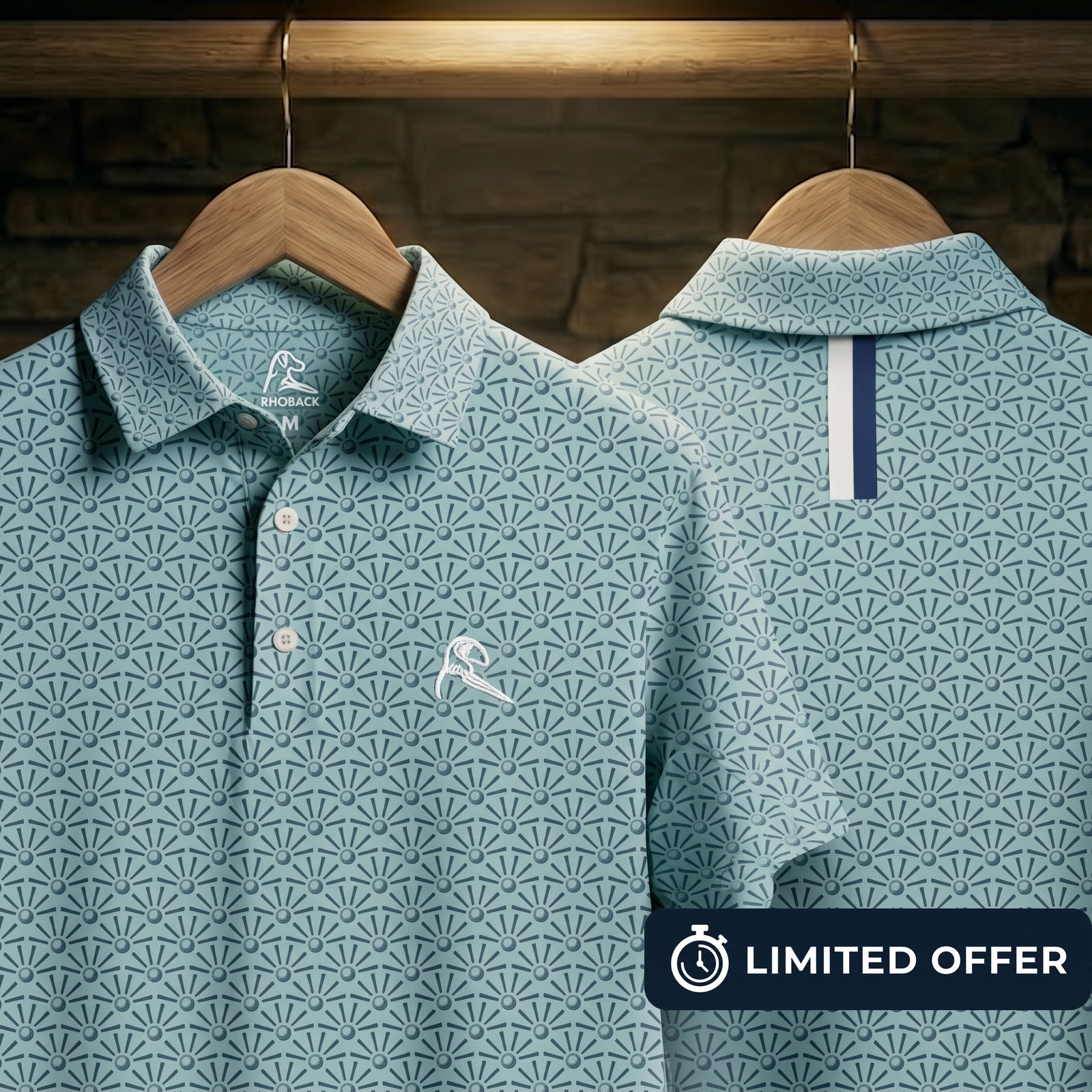 ⭐Rhoback The Back Tee Santigua Green Men’s Performance Golf Polo⭐