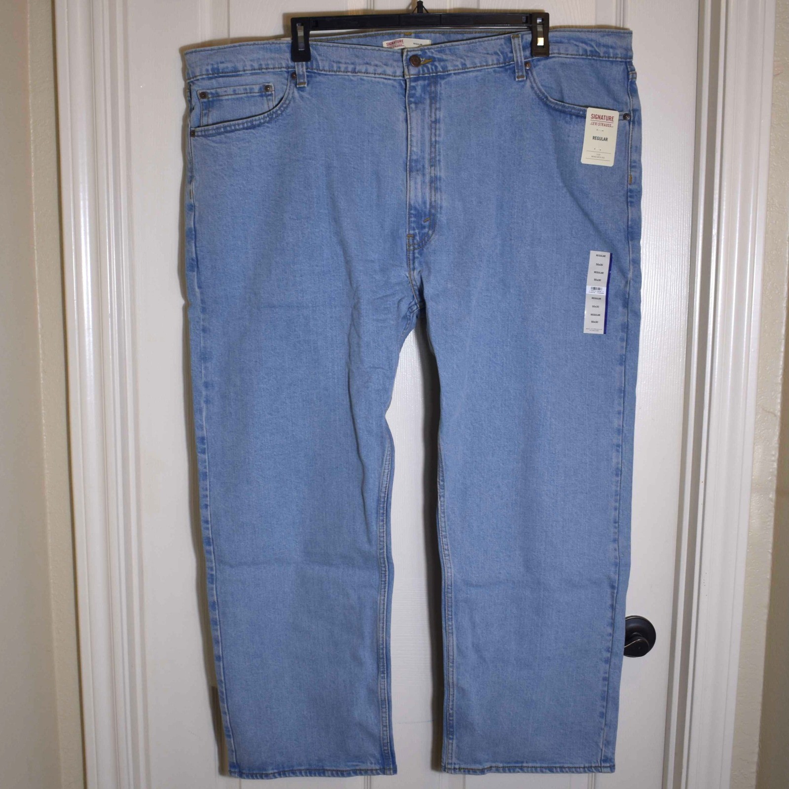 Levi Strauss Signature Regular Fit Jeans Big Tall Mens 50×30 Light Stonewash NWT
