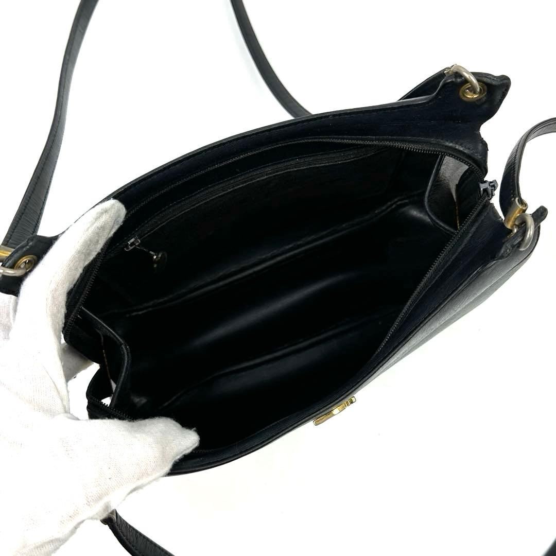 Christian Dior Bag Condition Dior Shoulder Trotter Gold Hardware Leather Black