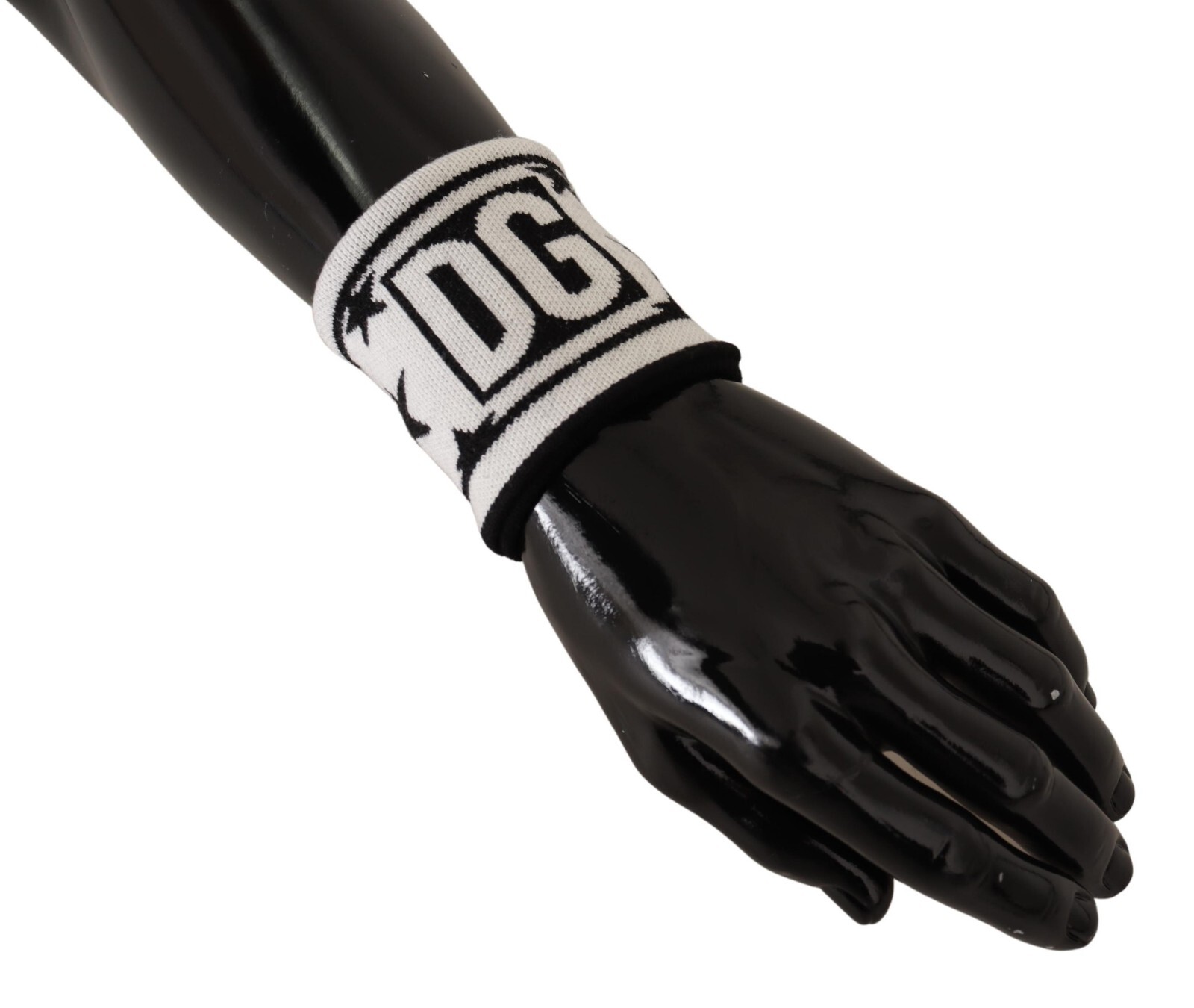 DOLCE & GABBANA Wristband Set White Black Wool Logo #DGMILLENNIALS 8cm x 9cm