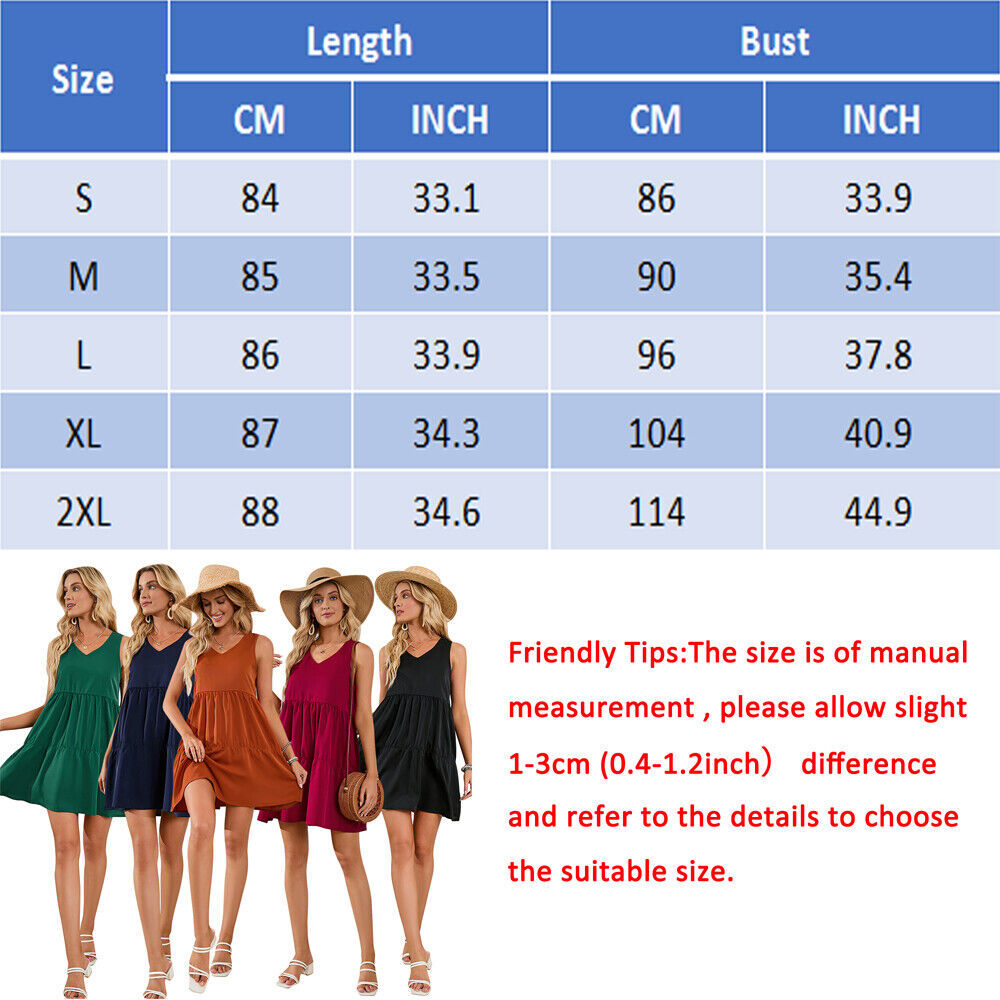 Women’s Summer Sleeveless Dress Casual Loose Flowy Swing Shift Dress Tank Top