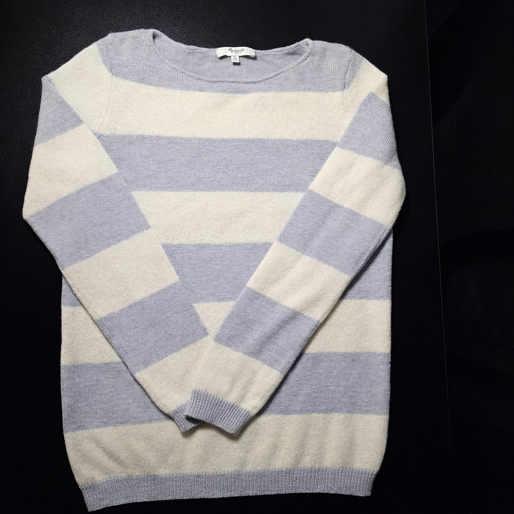 Madewell Womens Sweater M Ivory Gray Cotton Viscose And Polyamide Knit