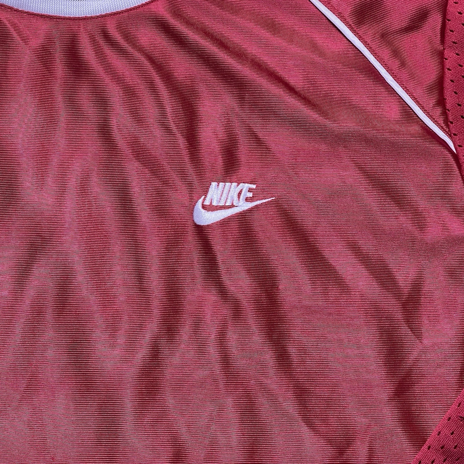 Vintage Nike Shirt Mens L Red Soccer Jersey GK Dazzle Shiny Silky Cyber Y2K