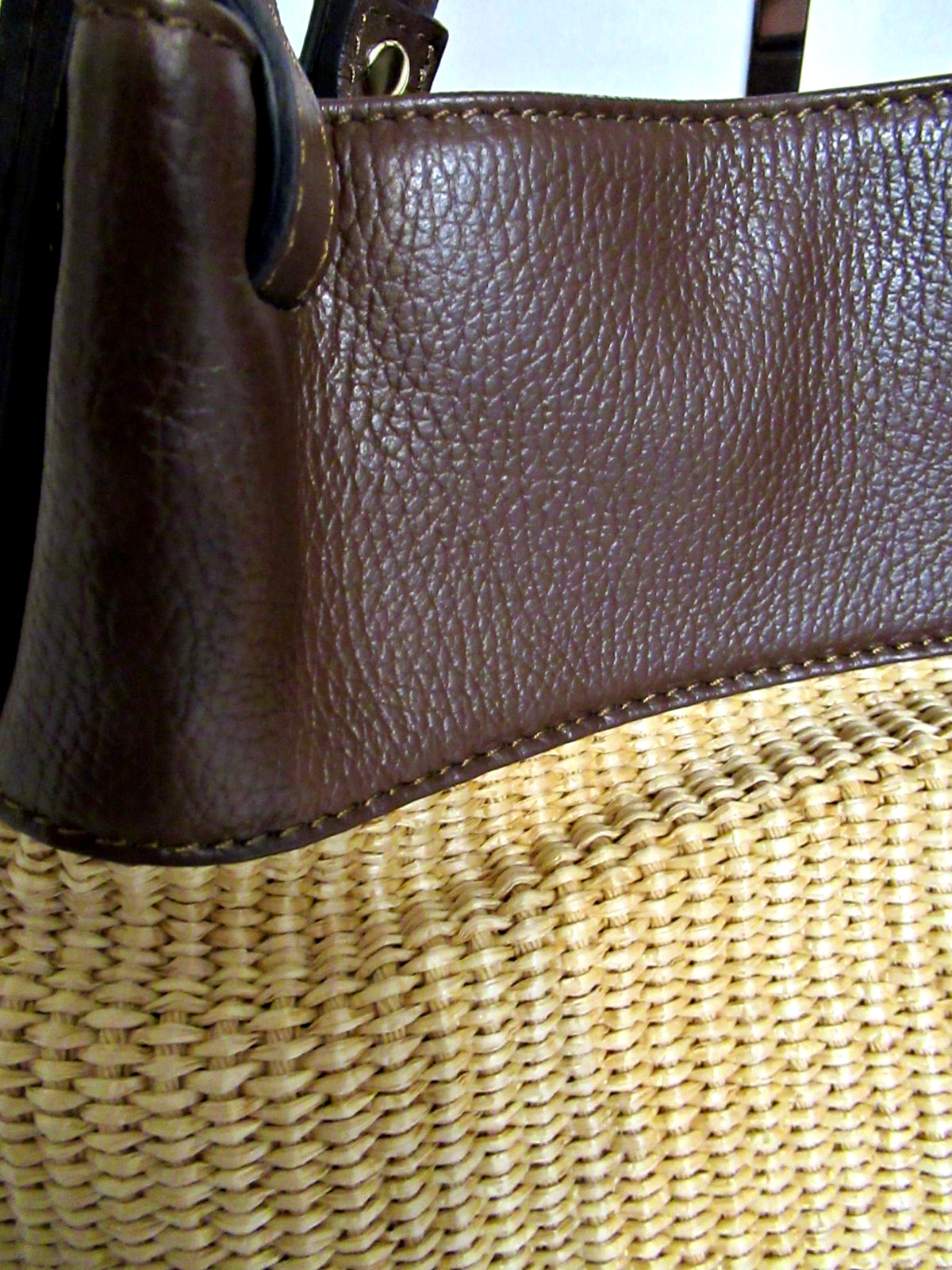 ITALIAN GENUINE RAFFIA & LEATHER TRENDY HANDBAG BAG SATCHEL – MADE IN ITALY