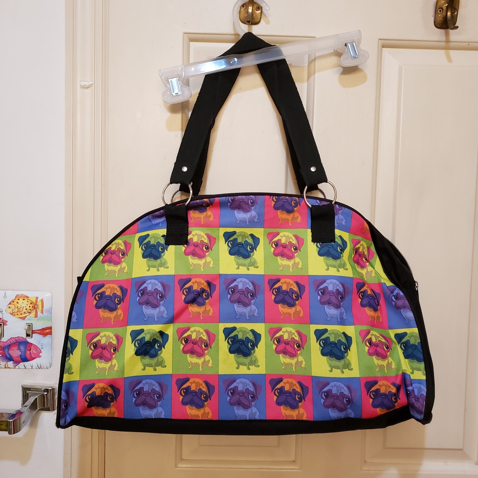 Warhol Style Pop Art Pug Dog Graphic Tote Bag 19 x 1 1 x 5 Double Handle