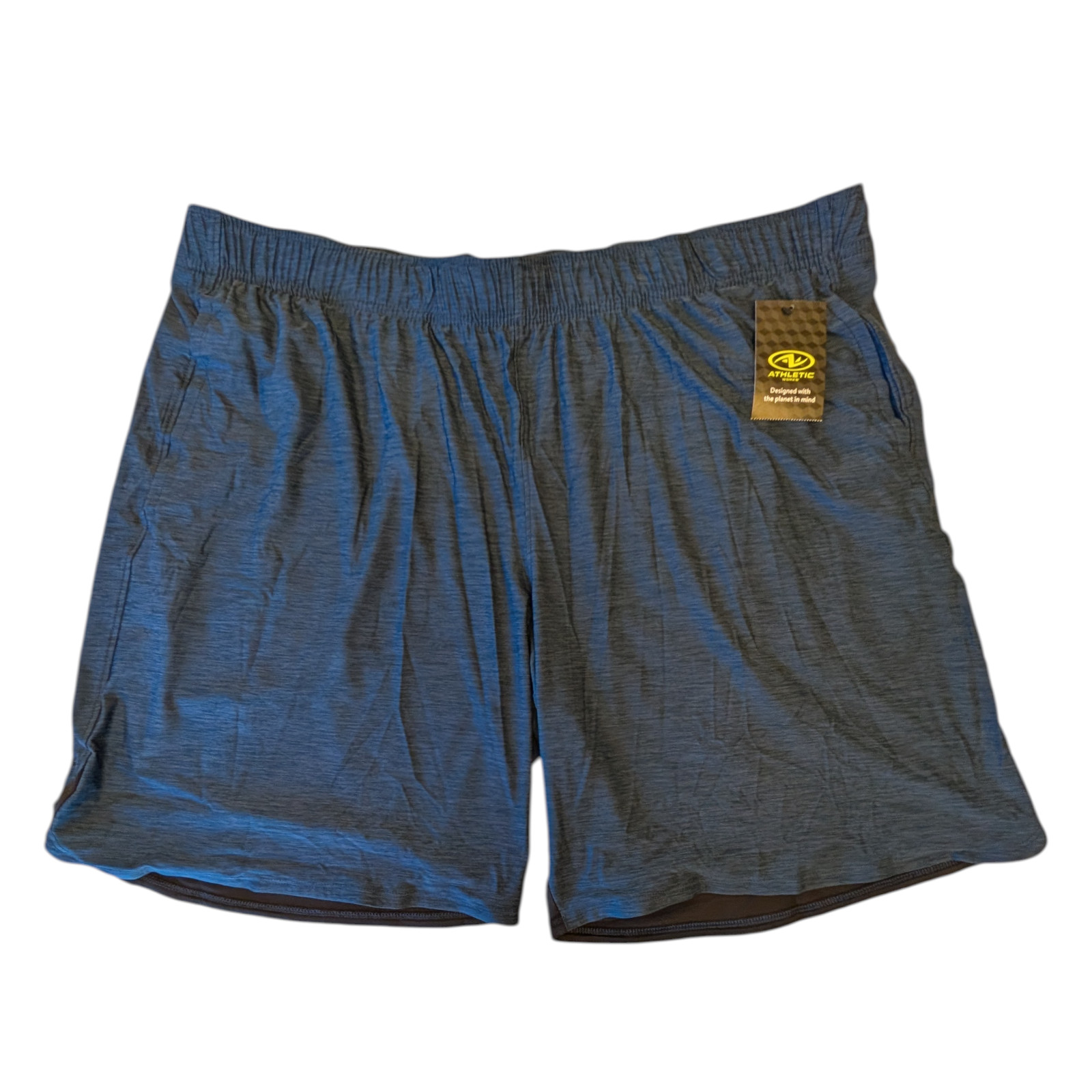 Jersey Comfort Shorts Men’s 2XL (44-46) Elastic Waist Front Pockets Black & Blue