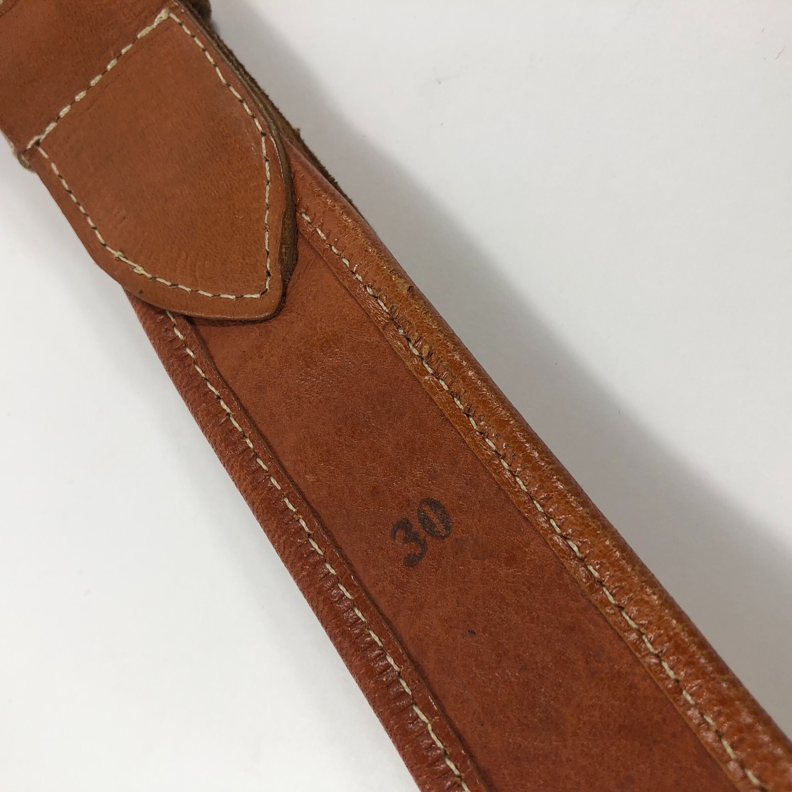 Handmade Leather Textile Belt Guatemala? Brown Boho Ethnic Unisex 30