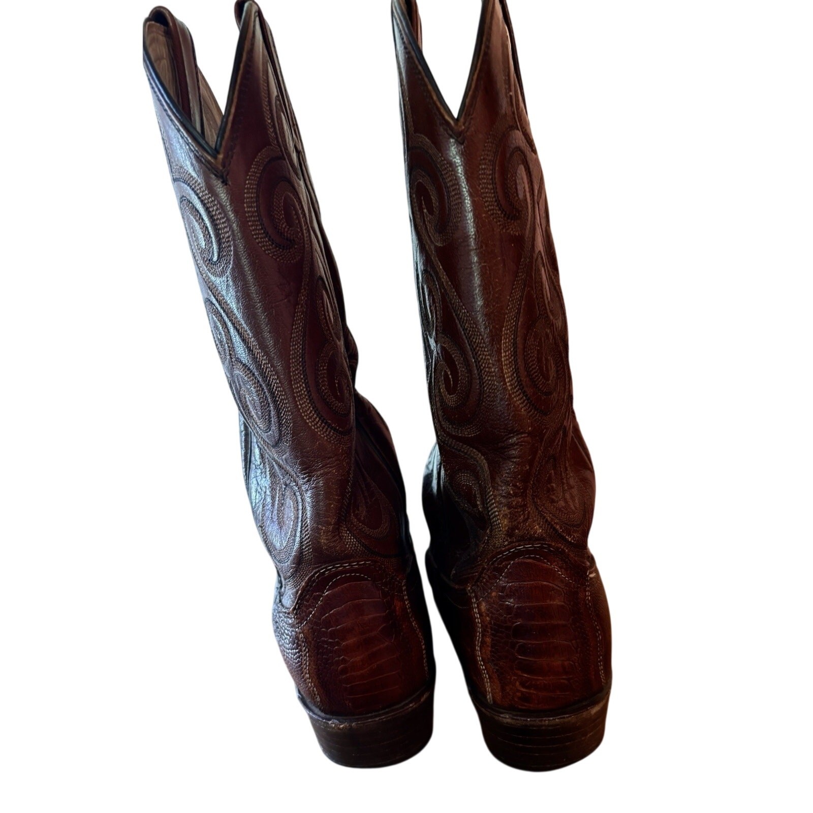 Dan Post Vintage Men’s Cowboy Boots Sz 8.5 EW Ostrich Leather Western Horses