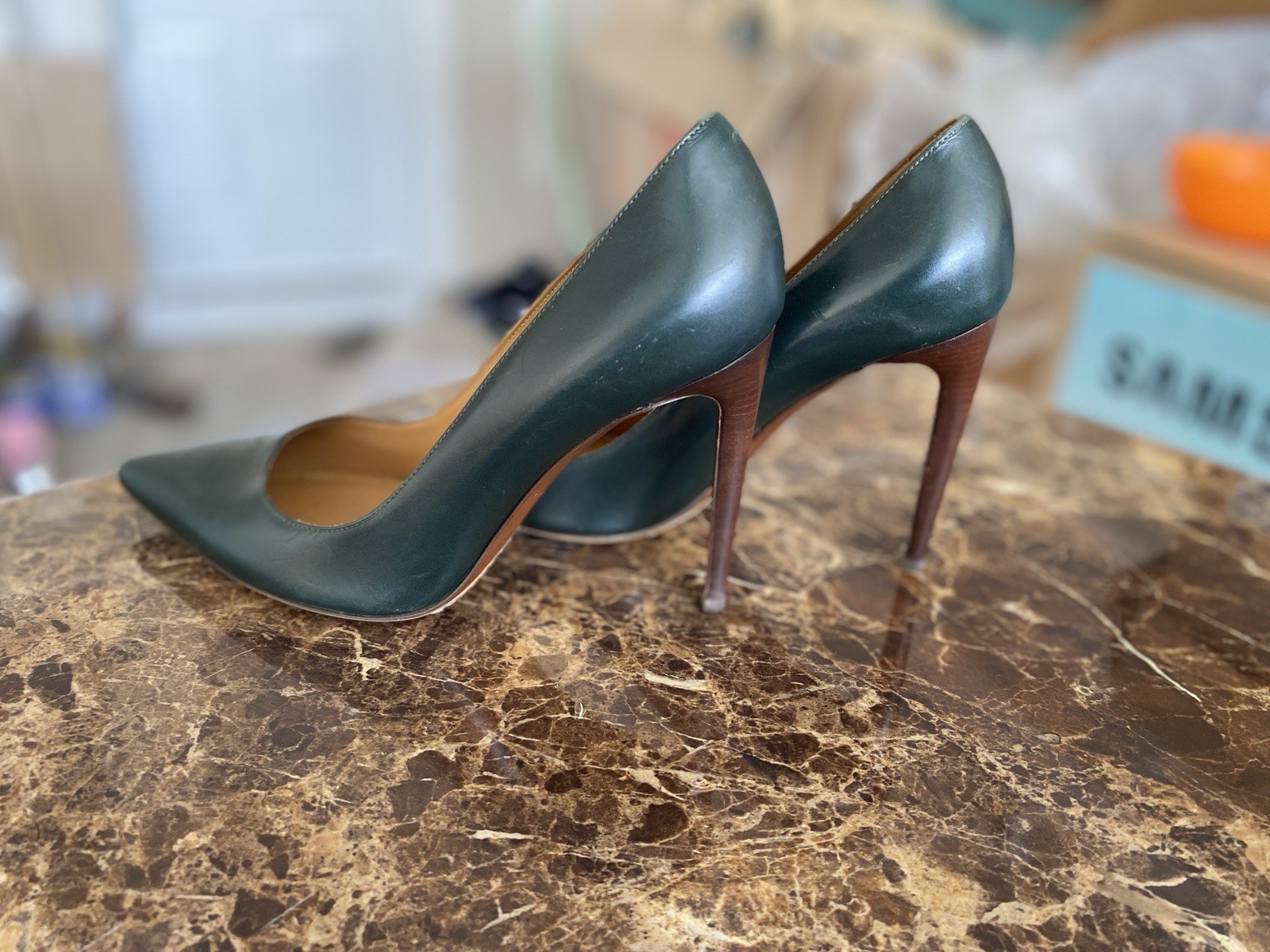 Polo Ralph Lauren Dress Pointed Shoe Purple Label Size 39B Green Women