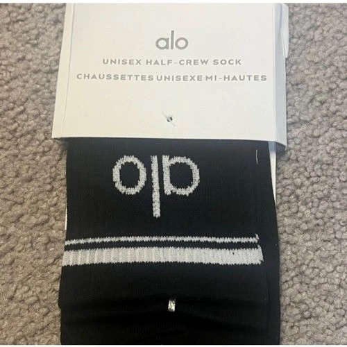 ALO Yoga Black and White Half-Crew Socks Unisex 2 Pair Size S
