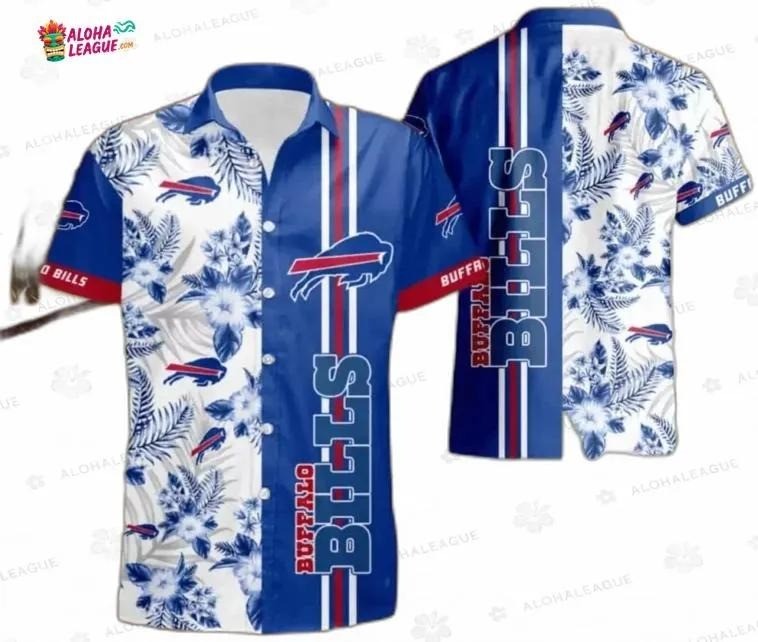 Tropical Stripe Buffalo Bills Golden Sunset Hawaiian Shirt
