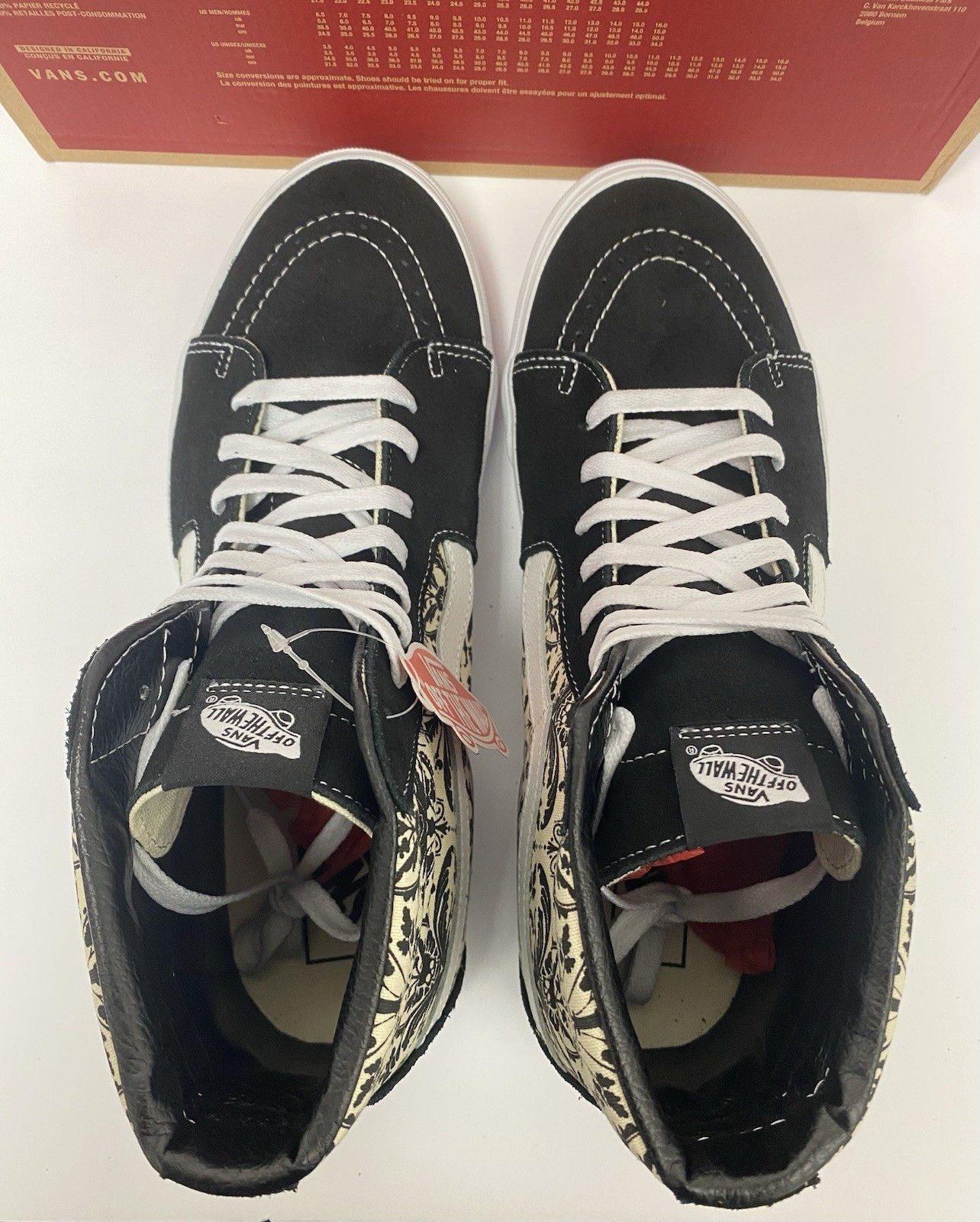 VANS M 13 SKATE Sk8 Hi Skull Tapestry Black Bone Skate Shoes New In Box !!