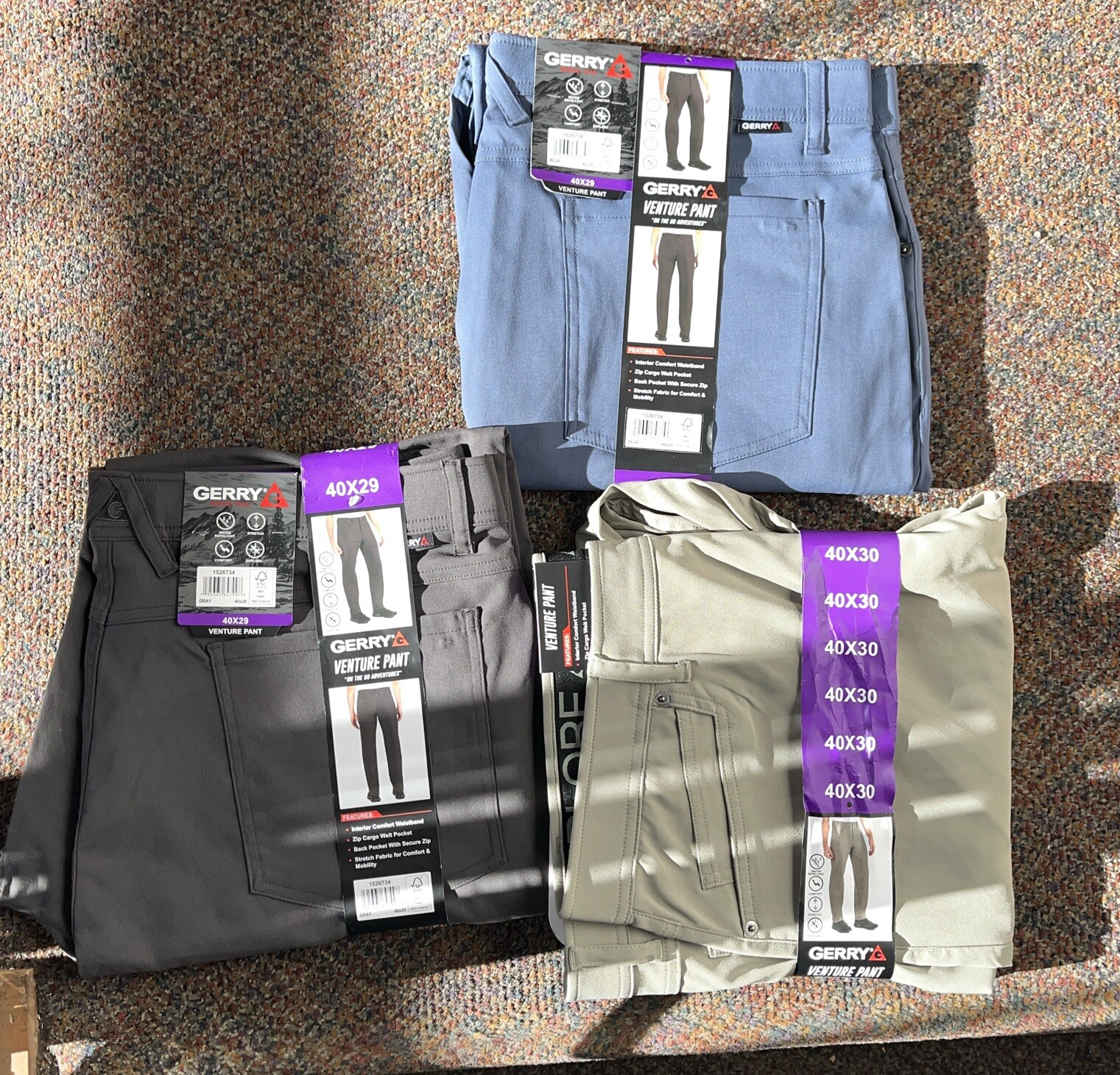 Gerry Men’s Venture Commuter Pant BLUE,GRAY,GREEN 1526734 NWT