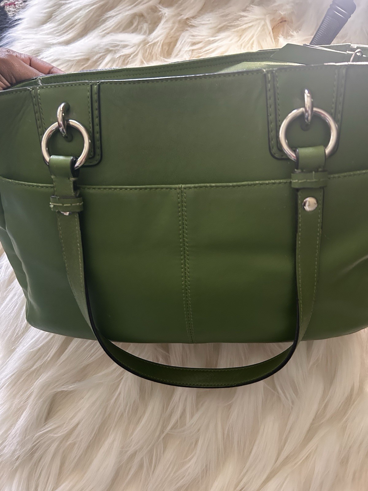 Coach MEDIUM F19252 Green Gallery Leather Zip Top Shoulder /Tote Bag
