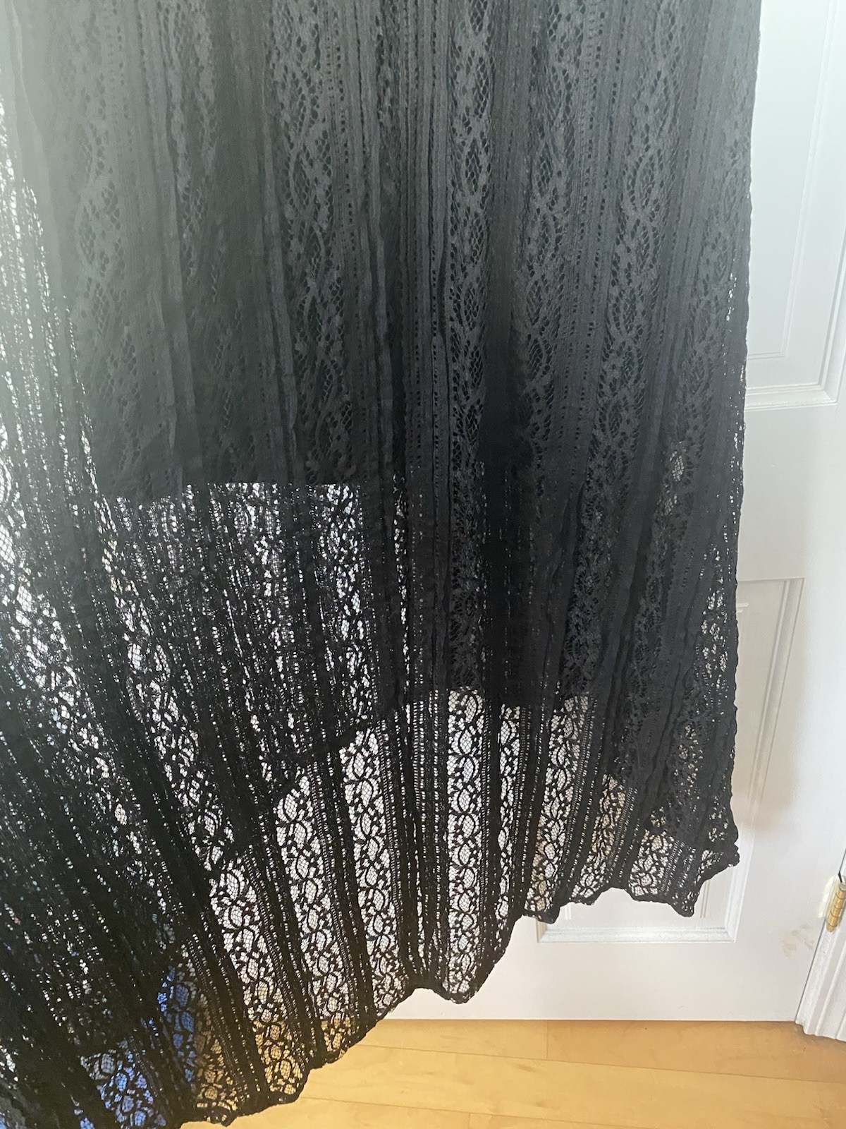 NWT Xhilaration Black Lace Strapless Maxi Dress Size S Smocked High Low Boho