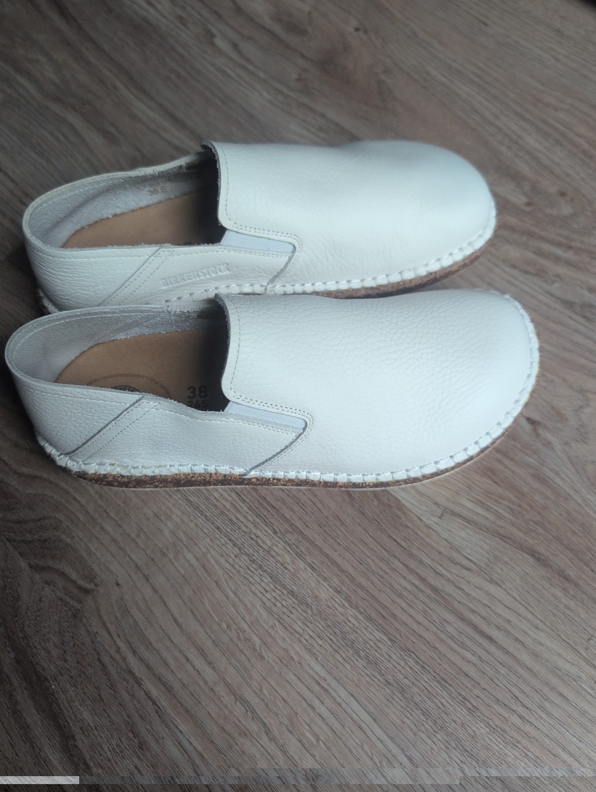 Birkenstock Callan Slip On Convertible Leather Shoes Womens 7-7.5 Eu 38 White