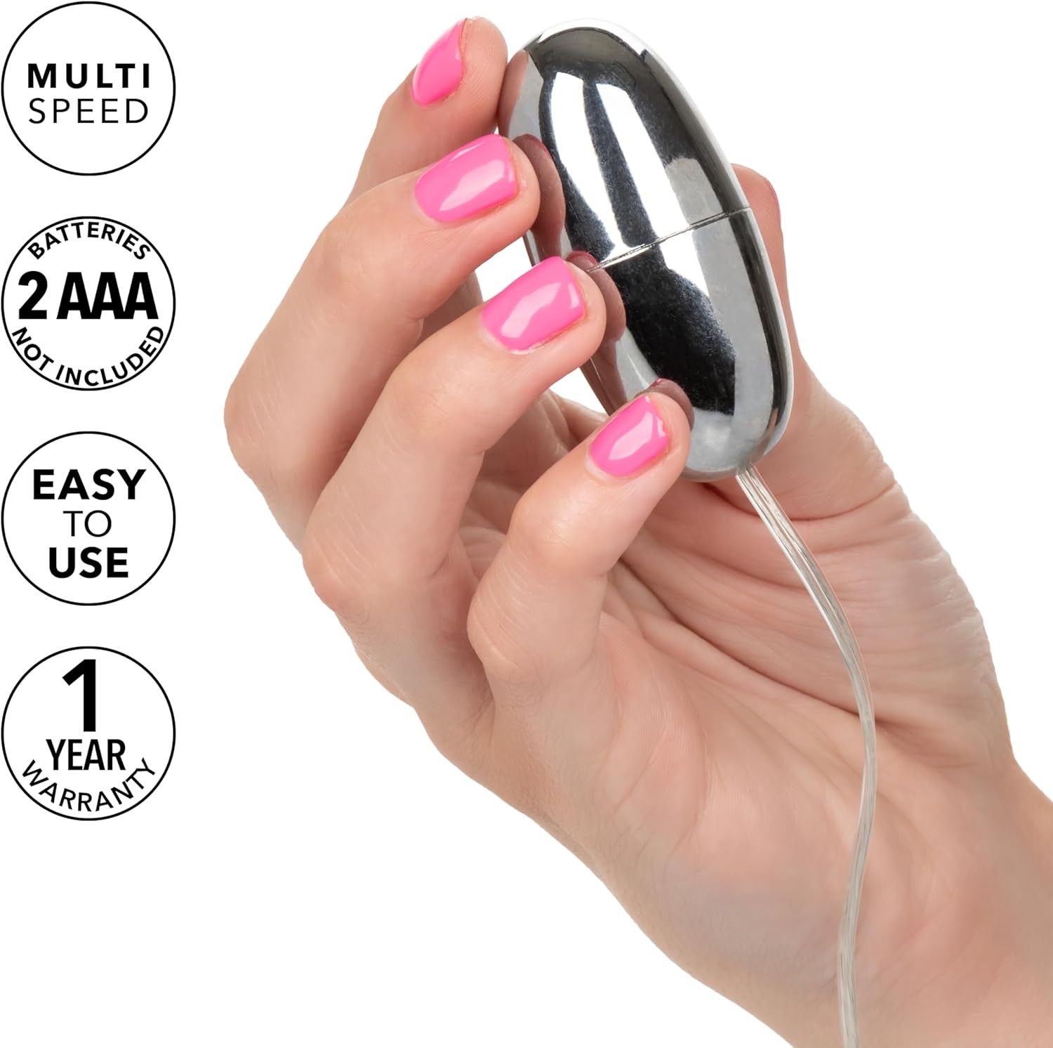 CalExotics Slim Teardrop Bullet Vibrator, easy controller and Silver