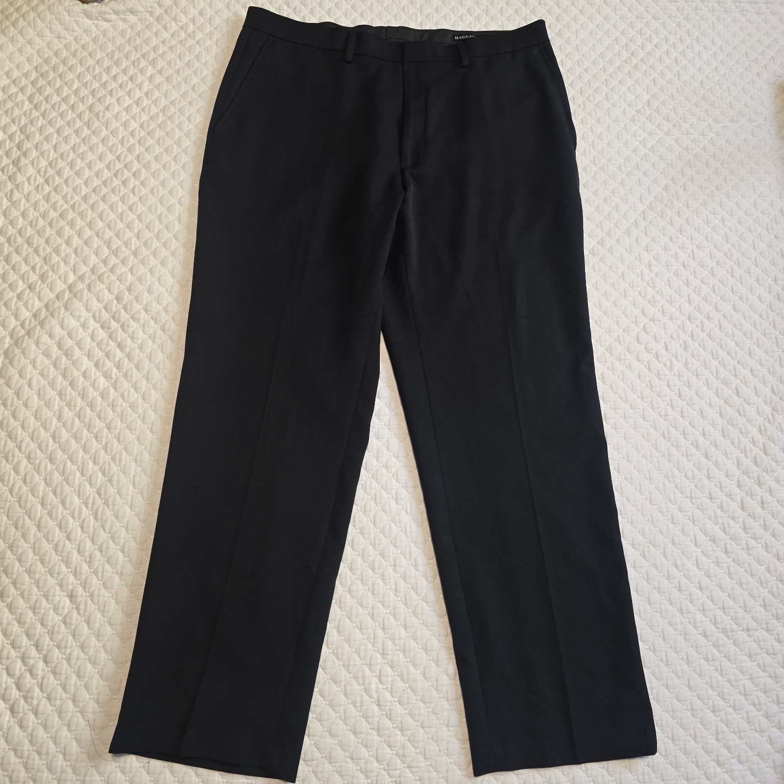 Haggar Mens Tailored Fit Travel Performance Suit Pants Black 38×30 WPL386