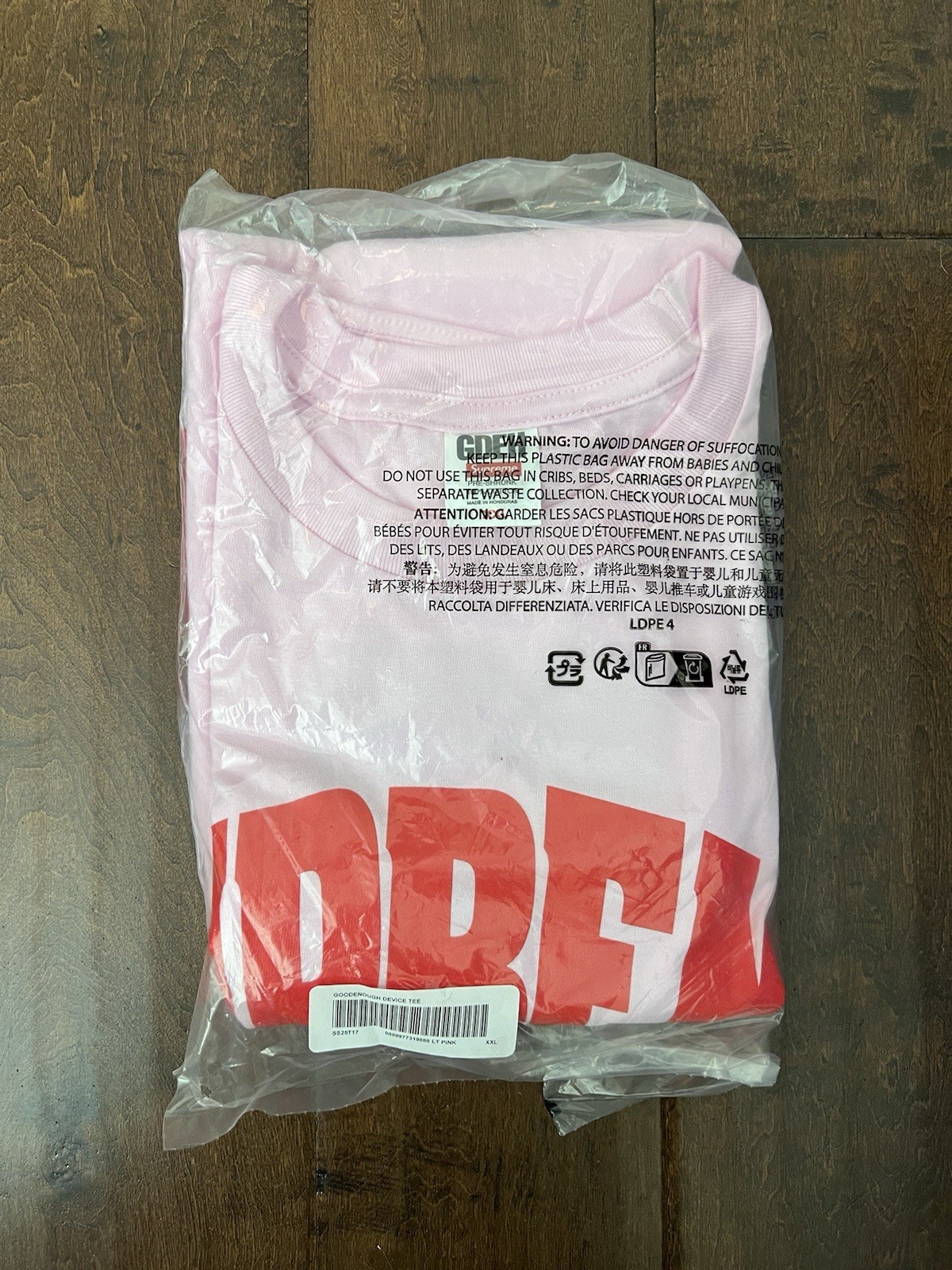 Supreme SS25 GOODENOUGH Device Graphic Logo Tee Light Pink Size XXL New IN HAND
