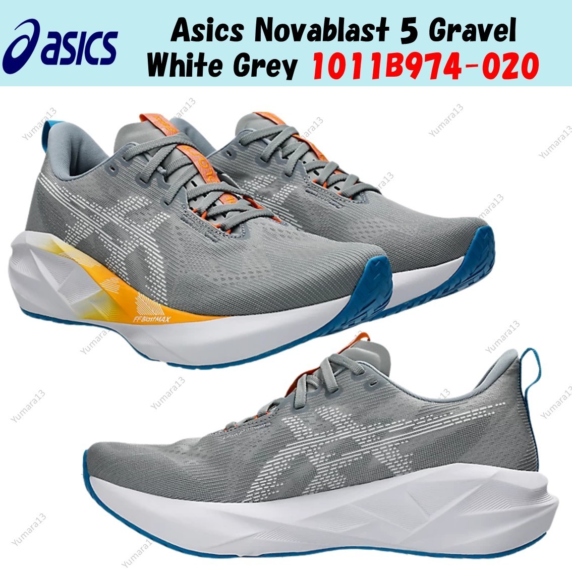 Asics Novablast 5 Gravel White Grey 1011B974-020 Men’s Size