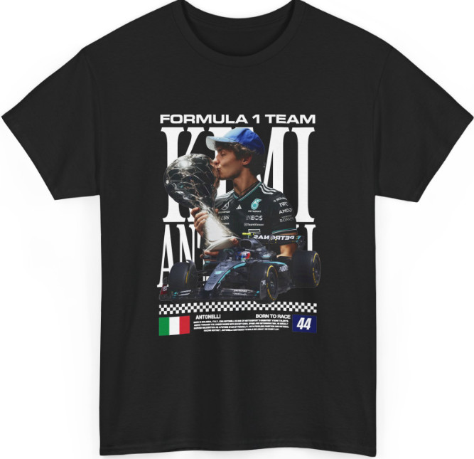 Kimi Antonelli Mercedes F1 Vintage T-Shirt | Formula 1 Graphic Tee | Motorsport