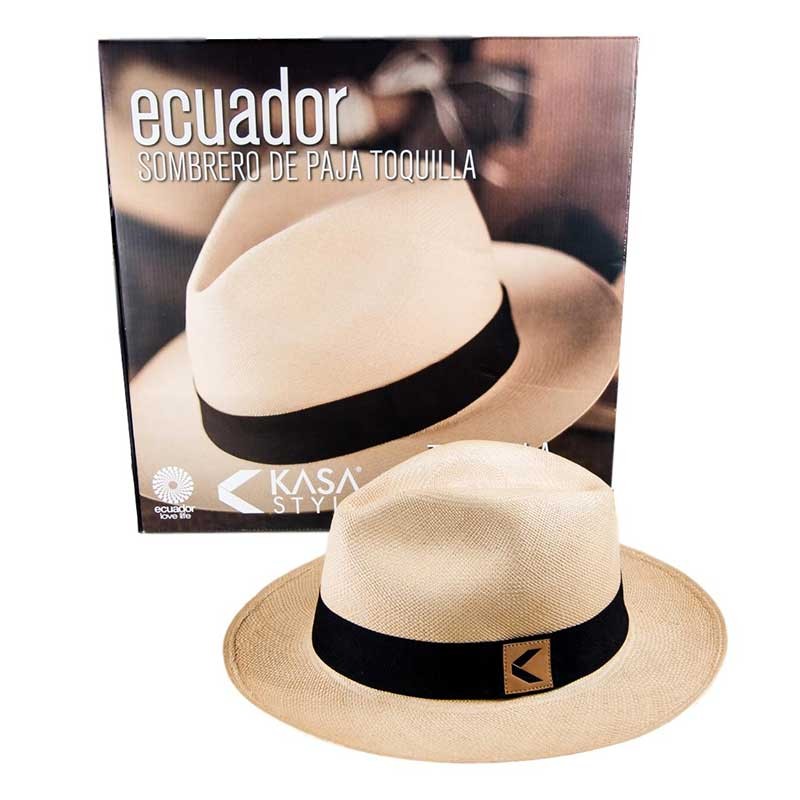 Toquilla Straw Panama Hat Ecuador Handwoven – Fedora Style with Gift Bag and Box