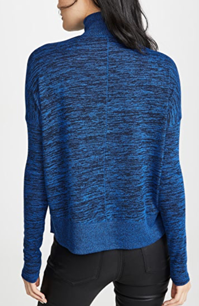 RAG & BONE JEAN WOMEN’S BLUE MARLED LONG SLEEVE SOFT JANE TURTLENECK TOP Sz M